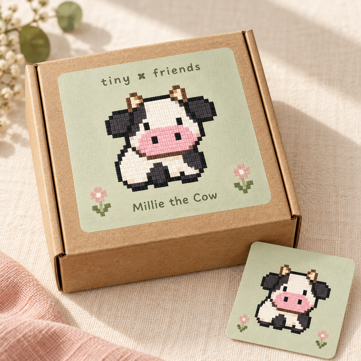 Millie the Cow kit box and collectible character card