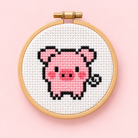 Pig cross stitch kit